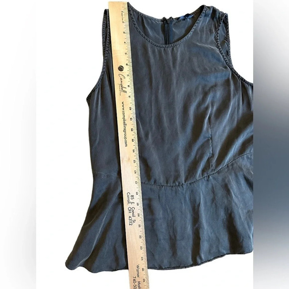 Eileen Fisher Silk Peplum Blouse Tank Top around Neck Dark Gray Women’s Medium - Picture 5 of 6